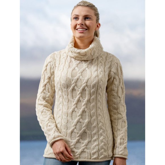 Inis Crafts Cable Knit Turtleneck Sweater Size M - Picture 1 of 9